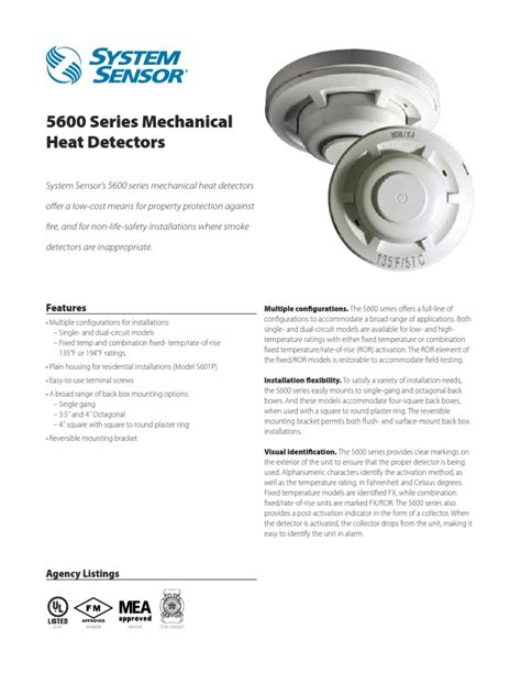 heat detectors metal mounting bracket|5600 Series Mechanical Heat Detectors Datasheet .